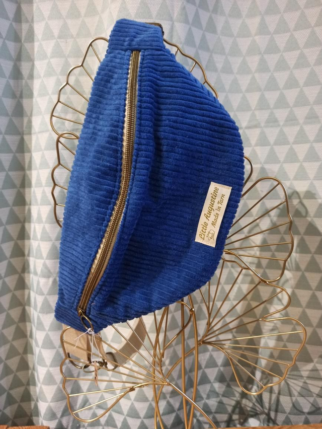 Sac Banane Velours Bleu