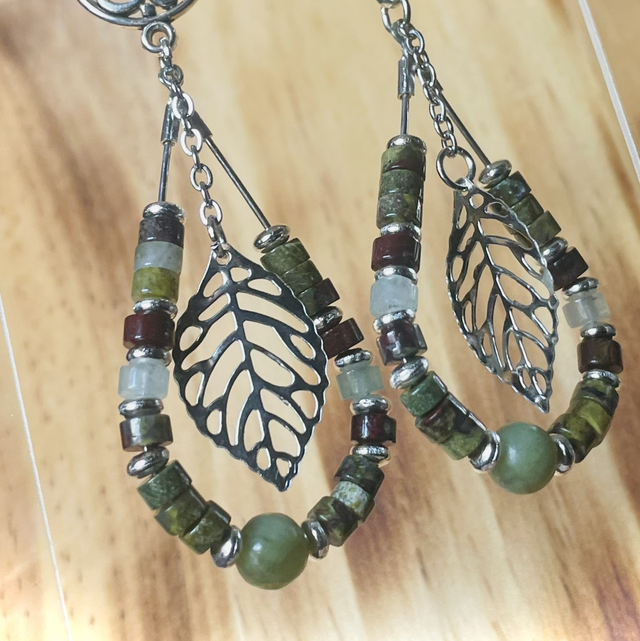 Boucles MOARA Sang du Dragon et CHRYSOPRASE