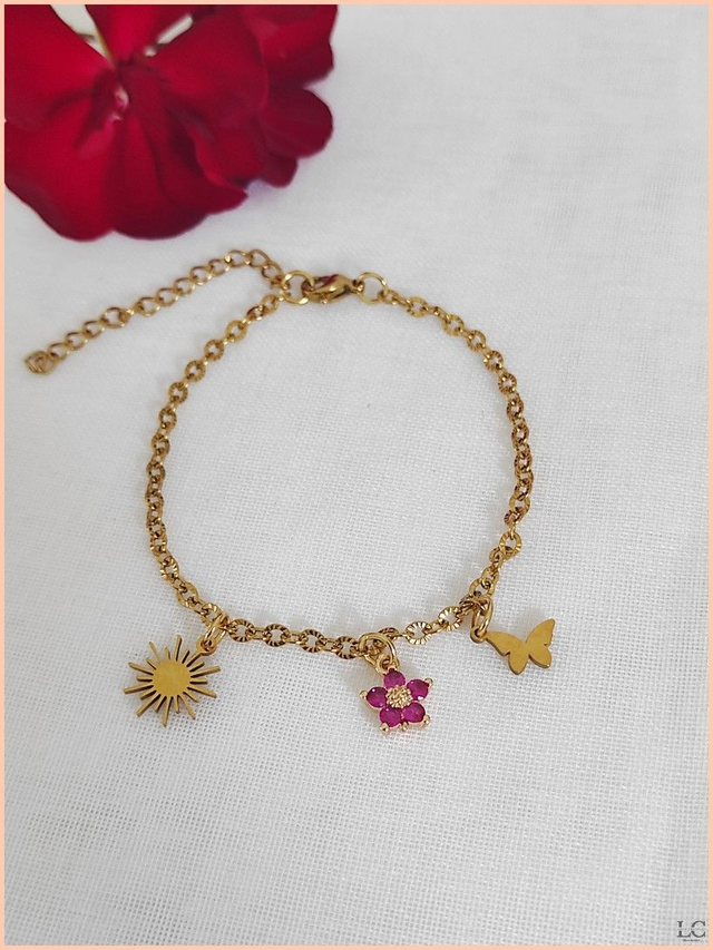 Bracelet chaîne lips avec breloques