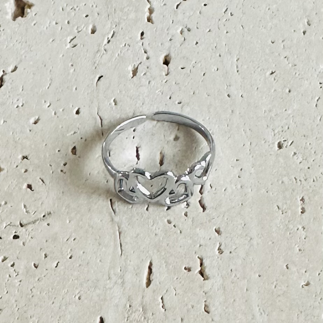 Ring hartjes zilver 