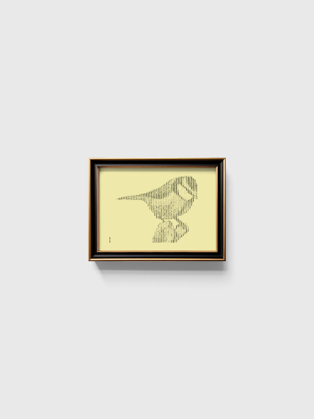 A4 Schreibmaschinenbild Meise 1 in Schwarz auf Elfenbein