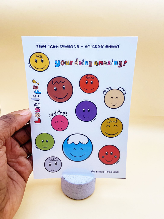 Happy faces sticker sheet 