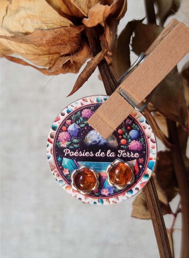 ambre véritable ~ boucles d'oreilles argent 925