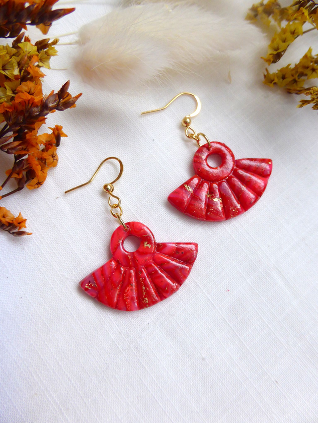 Boucles d'oreilles éventails - Soleil Levant