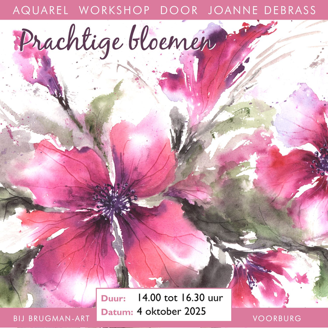 04-10-2025 Aquarel workshop - Prachtige bloemen 14.00 - 16.30 bij Brugman