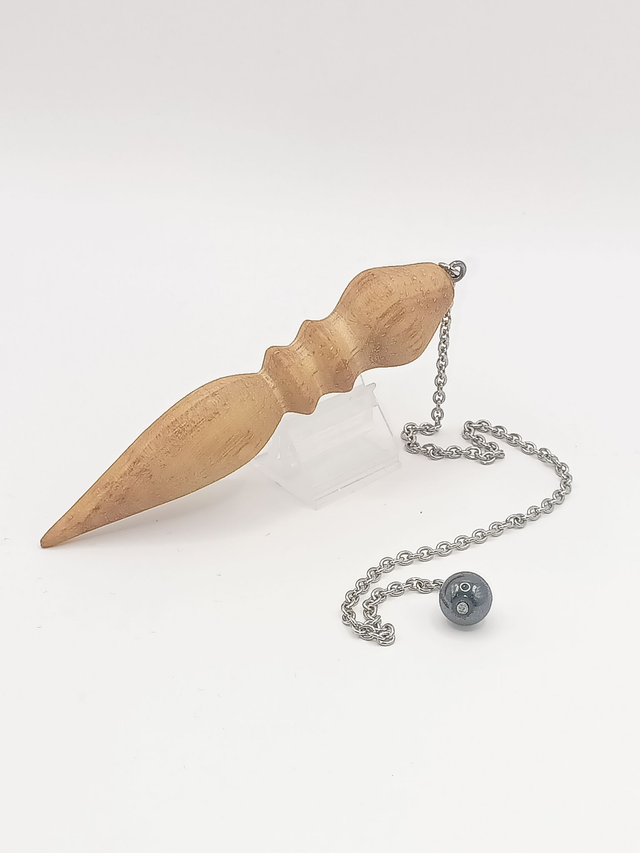 Pendule en Hévéa, chaine, Hématite