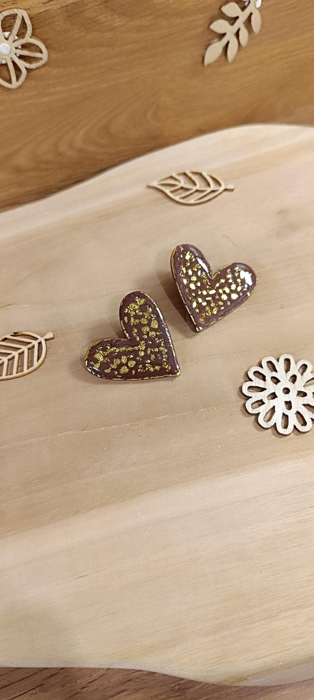 Boucles d'oreilles - coeur éclat doré