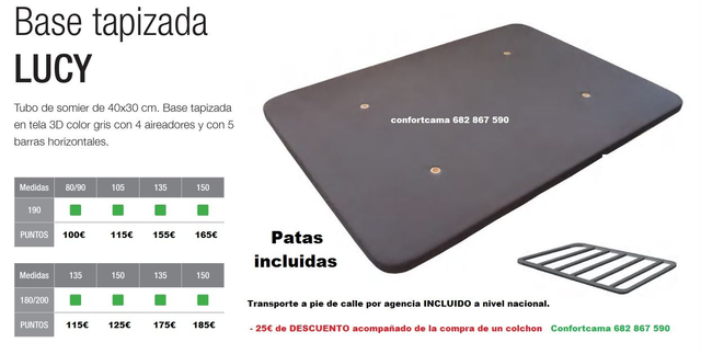 BASE TAPIZADA LUCY (COLECCION IMPORTA)