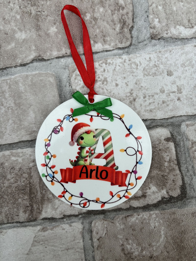 Personalised dinosaur bauble