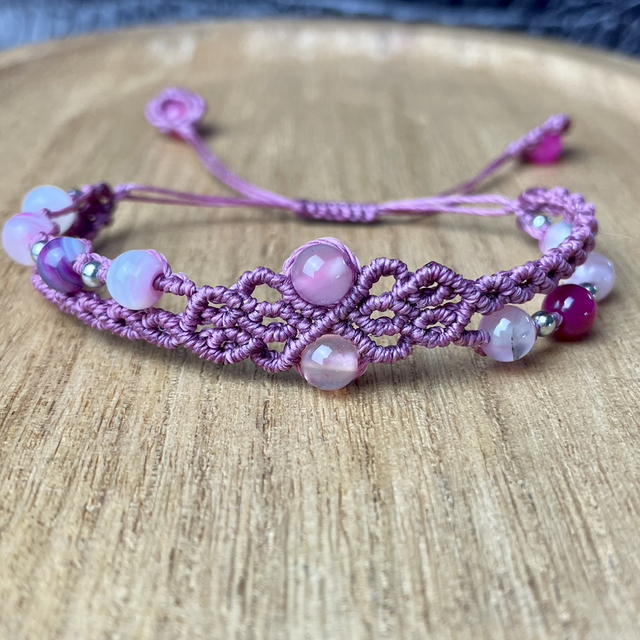 Bracelet macramé - Agate rose