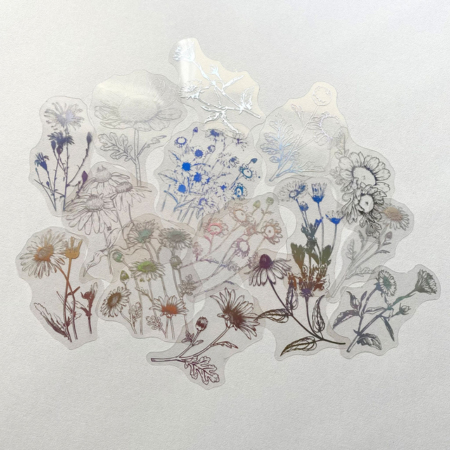 Stickers holographiques fleurs - Lot de 15