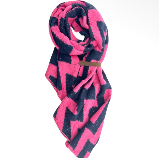 Schal Zigzag Marineblau-Rosa