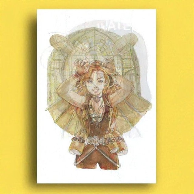 Print Steampunk Lady and zeppelins