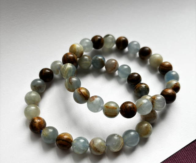 9mm Natural Blue Calcite Bracelet
