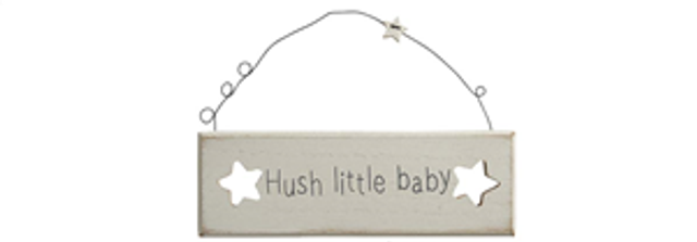 Vintage White Baby Sign - Hush Little Baby