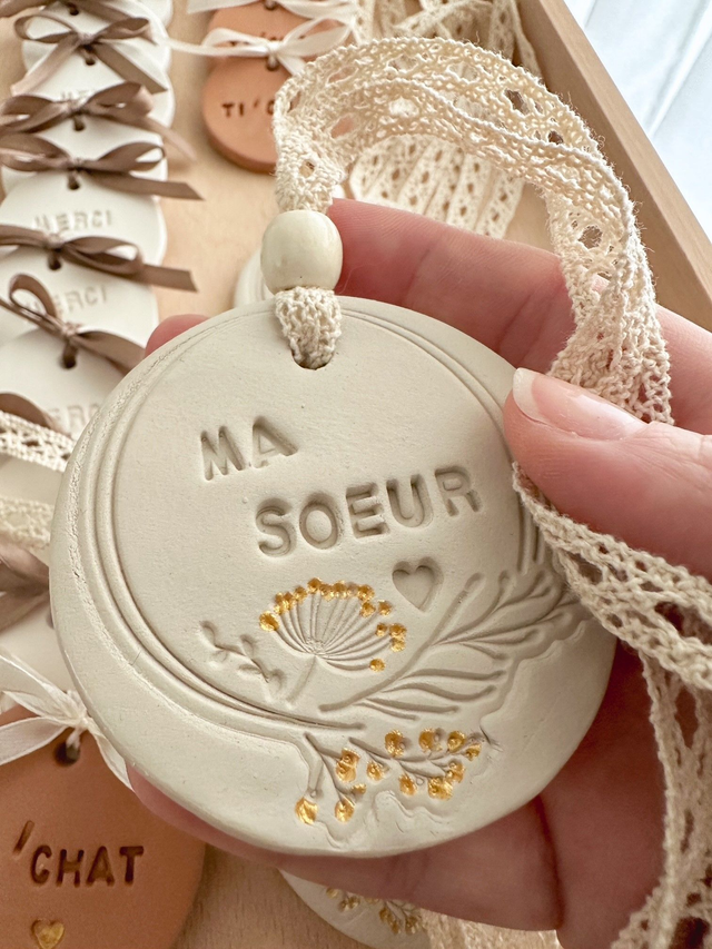 Médaillon en argile "Ma sœur", Diffuseur de parfum