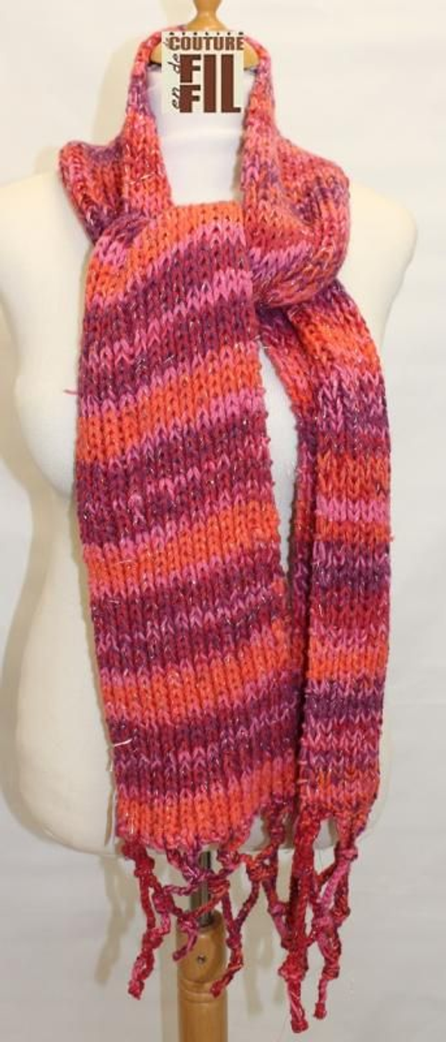 Echarpe tricot   rose 