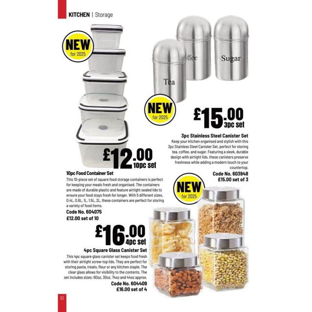 3pc Stainless Steel Canister Set