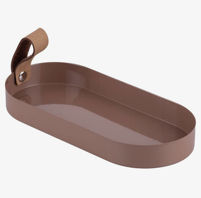 VDE Tivoli 1996 - Metal Tray Mocha Mousse/Leather Handle 21.5x9.5x2.5
