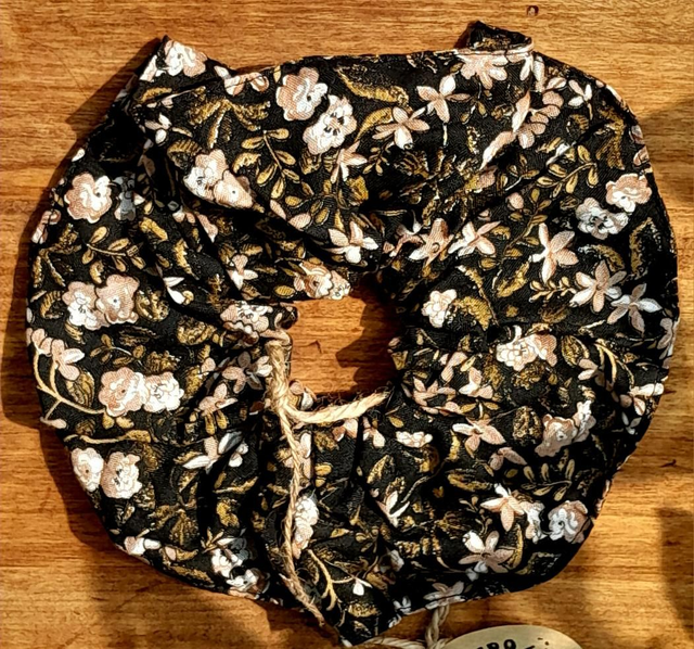 Chouchou XL noir/marron fleurs