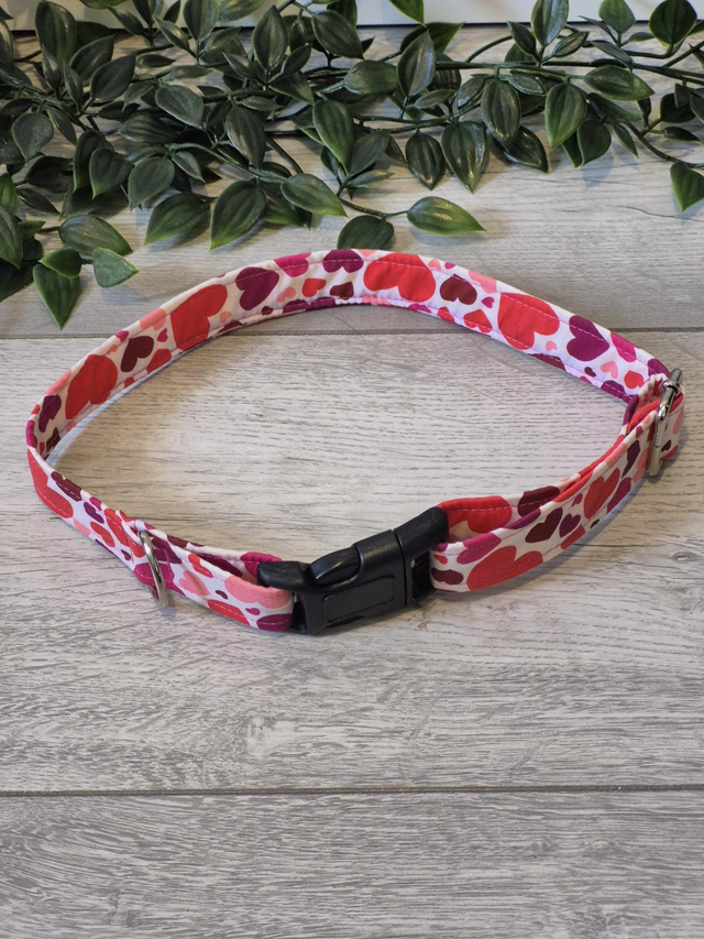Multi Heart Fabric dog collar