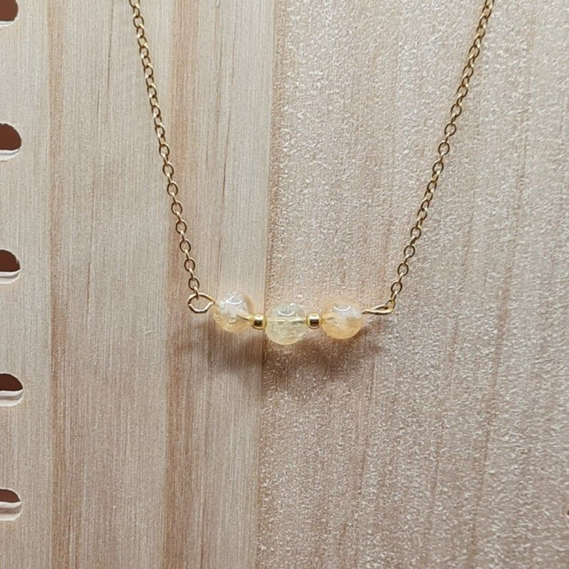 Collier 3 perles Citrine