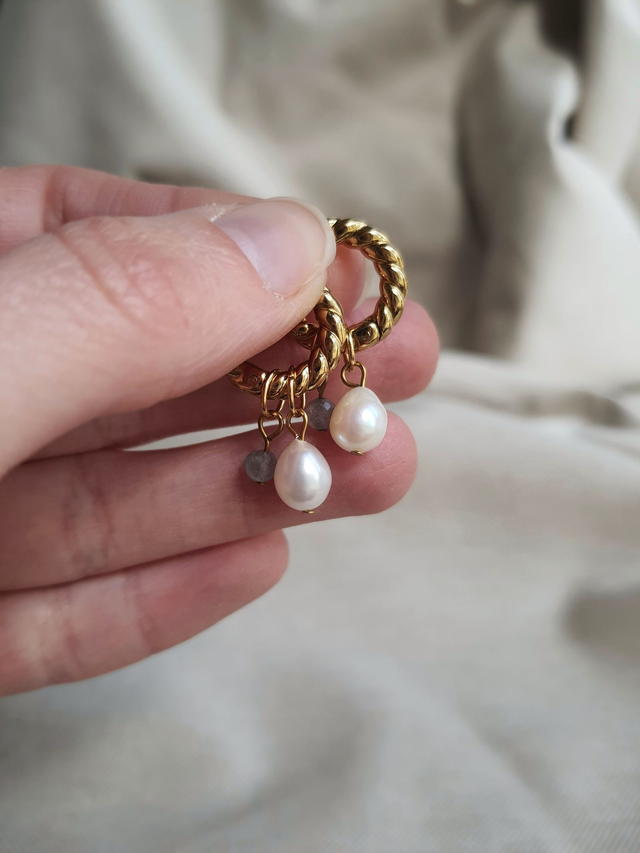 Créoles Givre dorés - Labradorite