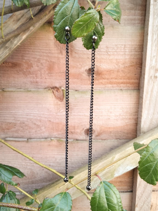 Simple Black Chain Earrings 