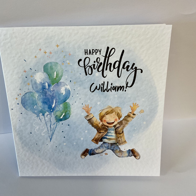 Birthday Card. Cute boy design.Fully customisable.  