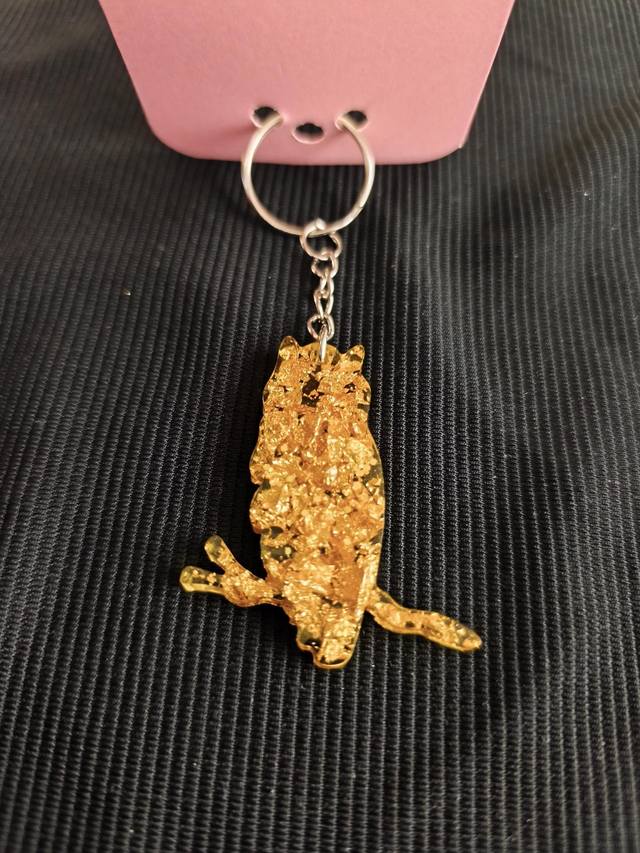 Porte-clé hibou feuilles d'or