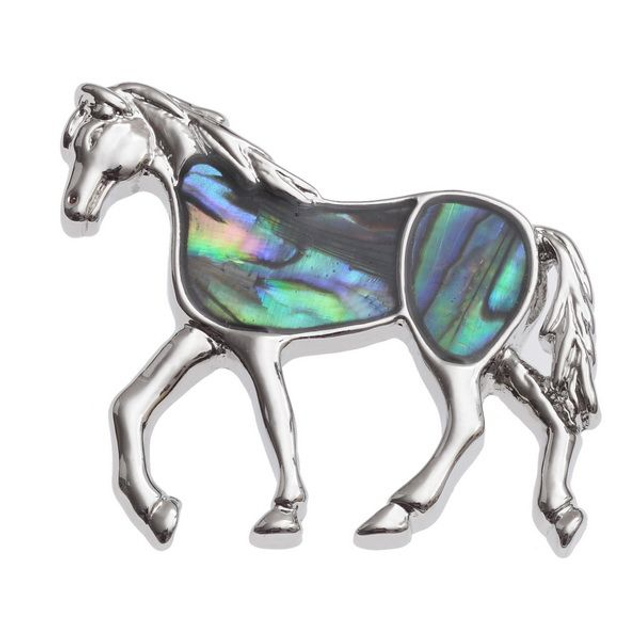 Abalone Horse (Paua shell) brooch with brooch pin - 29mm.