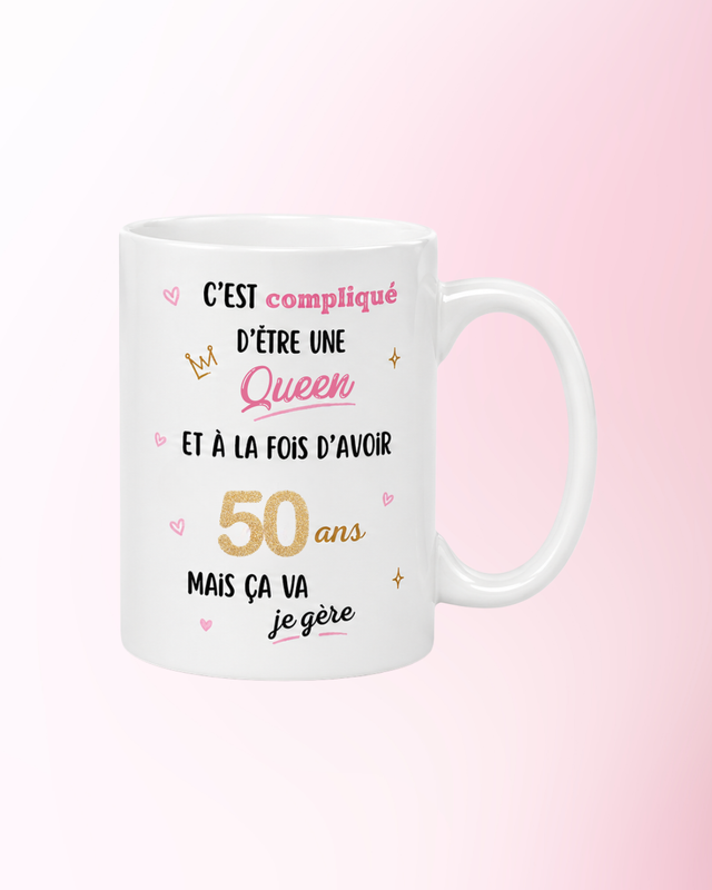 Mug anniversaire 50 ans et + Queen