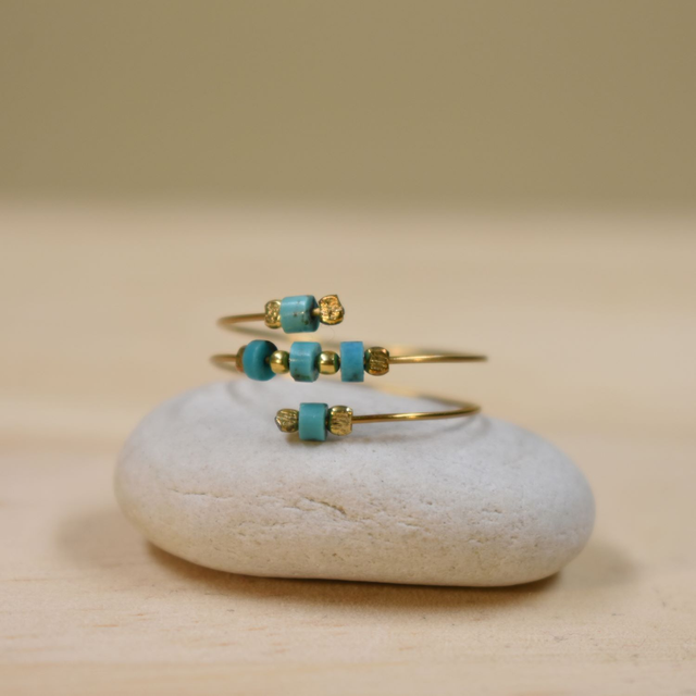 Bague 2 tours en turquoise