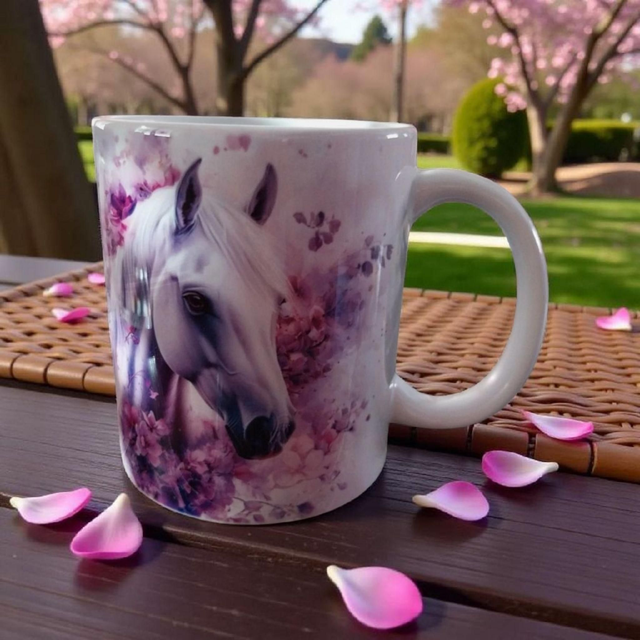 Mug cheval fleurs