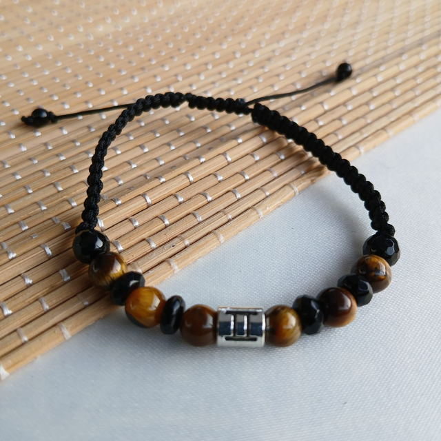 Sterrenbeeld armband Tweelingen - Onyx en Tijgeroog (7.006)