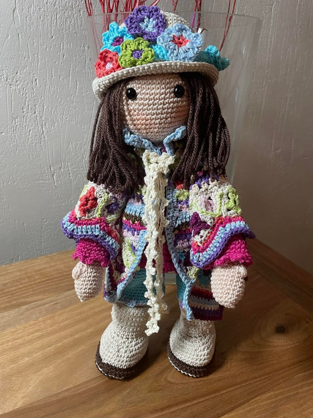 Poupée chiffon Hippie faite au crochet