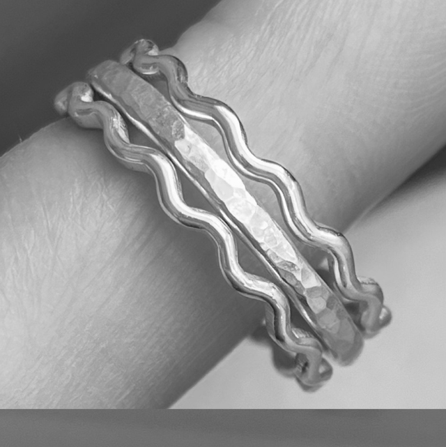 Wave rings, sterling silver 