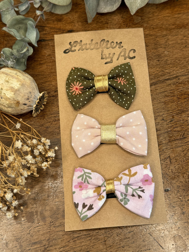 Lot de 3 barrettes anti-glisse nœud