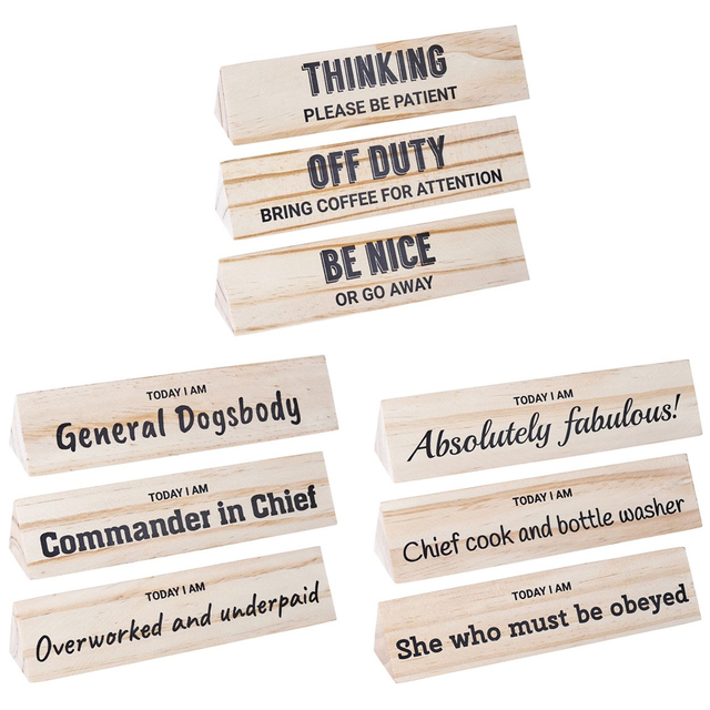 Wooden Desk 'Toblerone' With 3 Different Messages