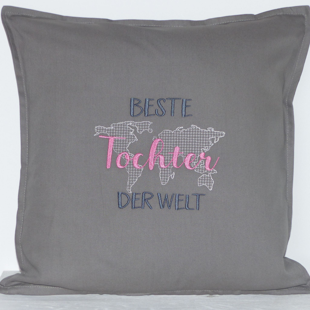 Kissenhülle grau „Beste Tochter“