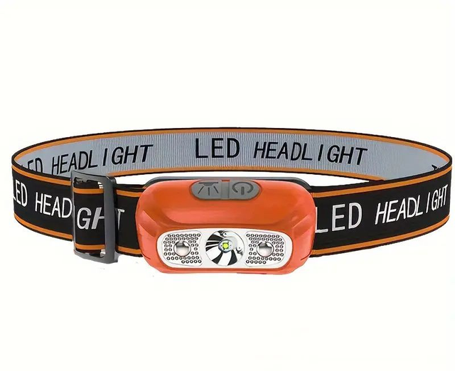 Lampe frontal LED longue portée, orange