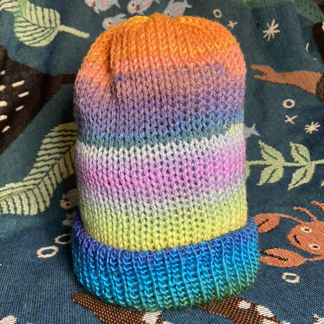 Scrap rainbow reversible beanie (flaw)