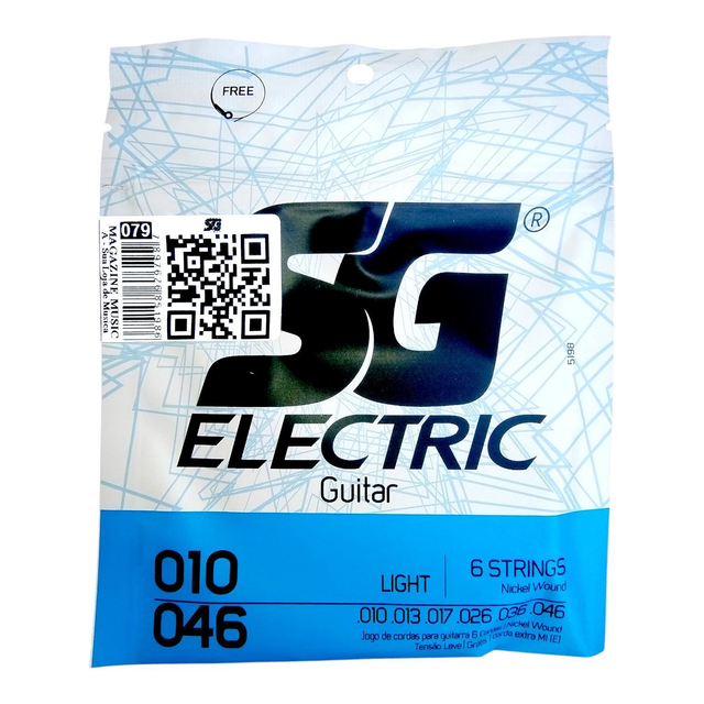 079 - Encordoamento Cordas Guitarra 010 SG Strings Cód 079