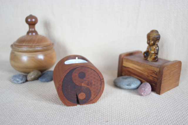 Bougeoir photophore fleur de vie yin yang