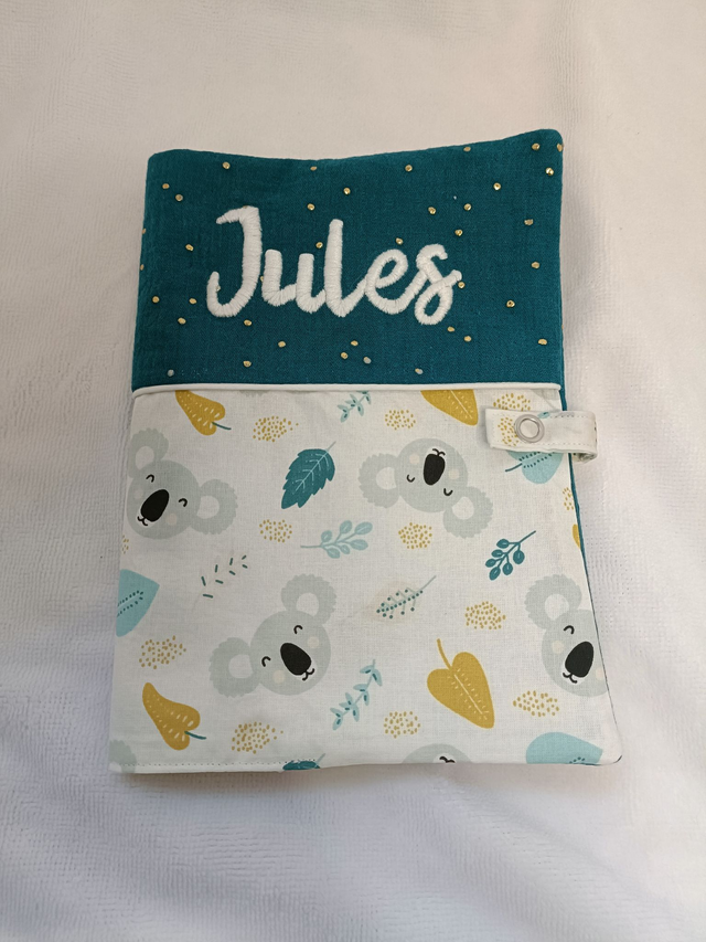 Protège carnet de santé Koala & bleu canard