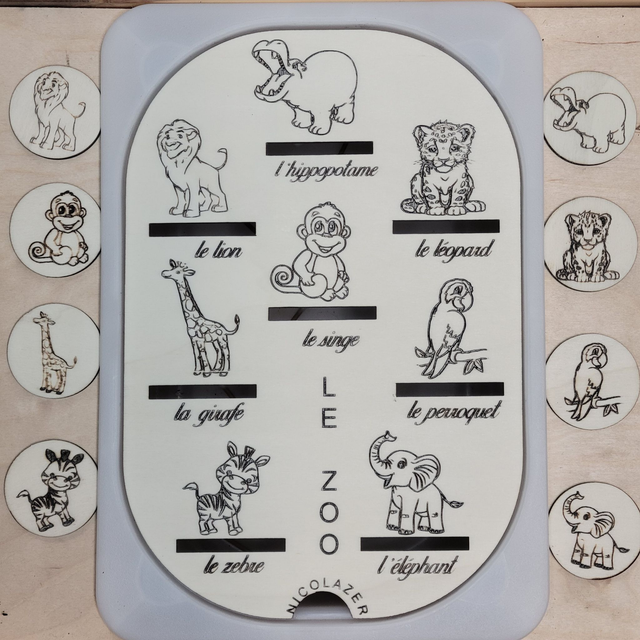 Insert sensoriel bois compatible trofast "le zoo"