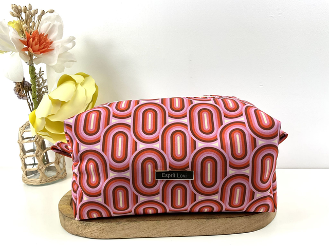 Trousse de voyage XL Rétro  – Softshell orange, rouge &amp; jaune clair