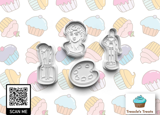 Art Theme Fondant/cookie stamps with cutters (1)