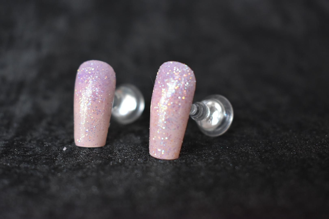 Press-on pastel rose et mauve à fleurs taille 2