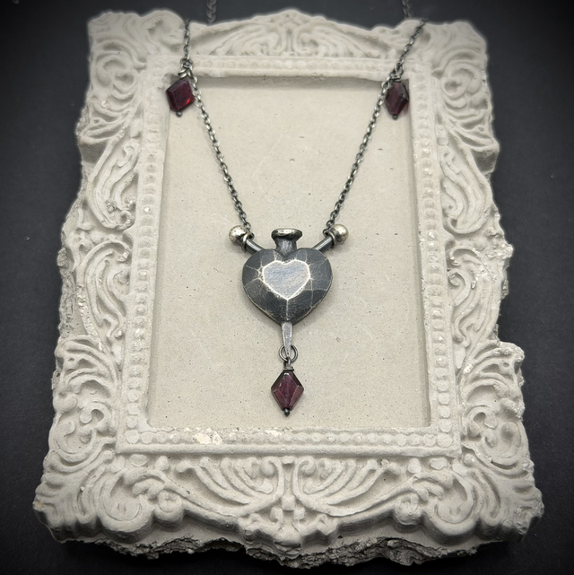 Gothic Garnet Heart necklace